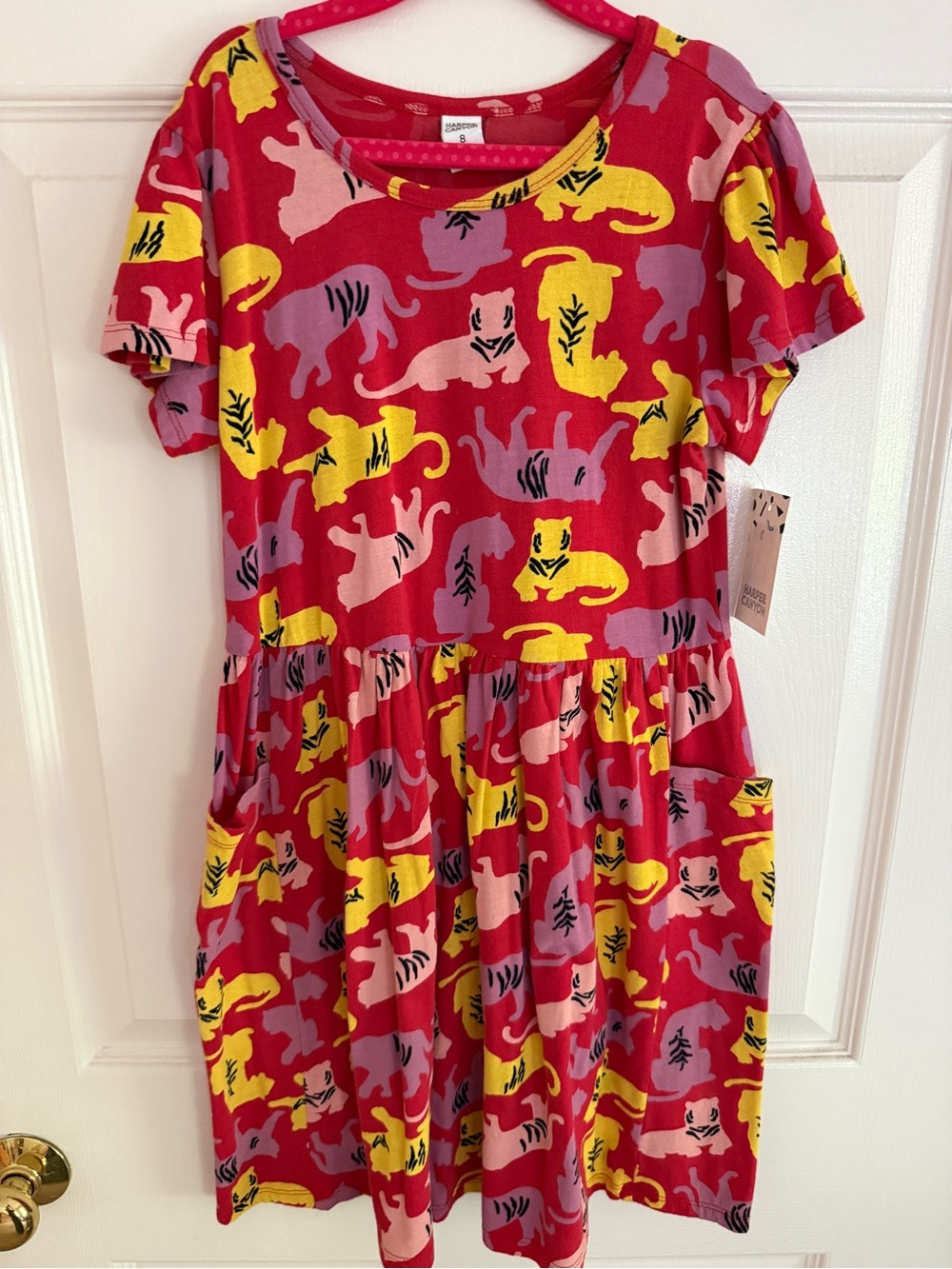 NWT Harper Canyon short sleeve tiger print dress, Size 8
